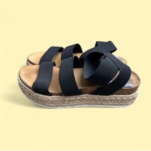 Black Espadrille Platform Sandals